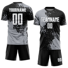 Charger l'image dans la galerie, Custom Black White-Gray Abstract Brush Stroke Sports Sublimation Soccer Uniform Jersey