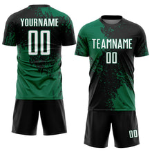 Load image into Gallery viewer, Custom Black White-Kelly Green Abstract Brush Stroke Sports Sublimation Soccer Uniform Jersey