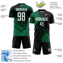 Load image into Gallery viewer, Custom Black White-Kelly Green Abstract Brush Stroke Sports Sublimation Soccer Uniform Jersey