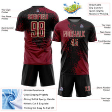 Загрузить изображение в средство просмотра галереи, Custom Black Crimson-Cream Abstract Brush Stroke Sports Sublimation Soccer Uniform Jersey