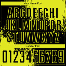 Load image into Gallery viewer, Custom Black Neon Yellow Abstract Brush Stroke Sports Sublimation Soccer Uniform Jersey