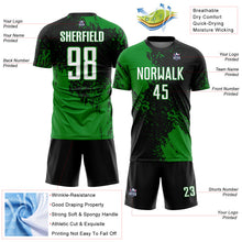 Load image into Gallery viewer, Custom Black White-Grass Green Abstract Brush Stroke Sports Sublimation Soccer Uniform Jersey