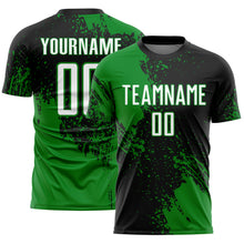 Load image into Gallery viewer, Custom Black White-Grass Green Abstract Brush Stroke Sports Sublimation Soccer Uniform Jersey