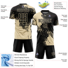 Загрузить изображение в средство просмотра галереи, Custom Black Cream Abstract Brush Stroke Sports Sublimation Soccer Uniform Jersey