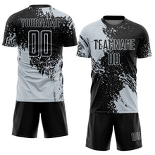 Загрузить изображение в средство просмотра галереи, Custom Black Silver Abstract Brush Stroke Sports Sublimation Soccer Uniform Jersey