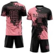 Load image into Gallery viewer, Custom Black Medium Pink Abstract Brush Stroke Sports Sublimation Soccer Uniform Jersey