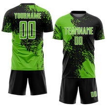 Загрузить изображение в средство просмотра галереи, Custom Black Aurora Green-White Abstract Brush Stroke Sports Sublimation Soccer Uniform Jersey