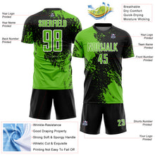 Загрузить изображение в средство просмотра галереи, Custom Black Aurora Green-White Abstract Brush Stroke Sports Sublimation Soccer Uniform Jersey