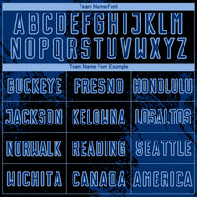 Загрузить изображение в средство просмотра галереи, Custom Black US Navy Blue-Light Blue Abstract Brush Stroke Sports Sublimation Soccer Uniform Jersey