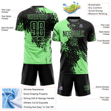 Laden Sie das Bild in den Galerie-Viewer, Custom Black Pea Green Abstract Brush Stroke Sports Sublimation Soccer Uniform Jersey