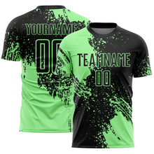 Laden Sie das Bild in den Galerie-Viewer, Custom Black Pea Green Abstract Brush Stroke Sports Sublimation Soccer Uniform Jersey