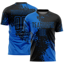 Загрузить изображение в средство просмотра галереи, Custom Black Blue Abstract Brush Stroke Sports Sublimation Soccer Uniform Jersey