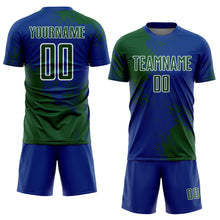 Load image into Gallery viewer, Custom Royal Green-White Abstract Brush Stroke Sports Sublimation Soccer Uniform Jersey
