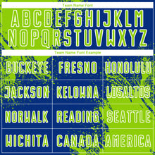 Load image into Gallery viewer, Custom Royal Neon Green-White Abstract Brush Stroke Sports Sublimation Soccer Uniform Jersey