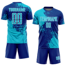 Загрузить изображение в средство просмотра галереи, Custom Royal Lakes Blue-White Abstract Brush Stroke Sports Sublimation Soccer Uniform Jersey