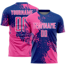 Load image into Gallery viewer, Custom Royal Pink-White Abstract Brush Stroke Sports Sublimation Soccer Uniform Jersey