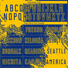 Charger l'image dans la galerie, Custom Royal Yellow Abstract Brush Stroke Sports Sublimation Soccer Uniform Jersey