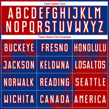 Load image into Gallery viewer, Custom Royal White-Red Abstract Brush Stroke Sports Sublimation Soccer Uniform Jersey