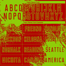 Load image into Gallery viewer, Custom Red Neon Green Abstract Brush Stroke Sports Sublimation Soccer Uniform Jersey