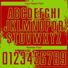 Load image into Gallery viewer, Custom Red Neon Green Abstract Brush Stroke Sports Sublimation Soccer Uniform Jersey