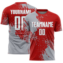 Load image into Gallery viewer, Custom Red White-Gray Abstract Brush Stroke Sports Sublimation Soccer Uniform Jersey