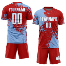 Load image into Gallery viewer, Custom Red White-Light Blue Abstract Brush Stroke Sports Sublimation Soccer Uniform Jersey
