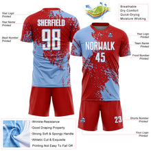 Load image into Gallery viewer, Custom Red White-Light Blue Abstract Brush Stroke Sports Sublimation Soccer Uniform Jersey