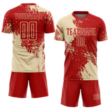 Загрузить изображение в средство просмотра галереи, Custom Red Cream Abstract Brush Stroke Sports Sublimation Soccer Uniform Jersey