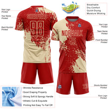 Загрузить изображение в средство просмотра галереи, Custom Red Cream Abstract Brush Stroke Sports Sublimation Soccer Uniform Jersey