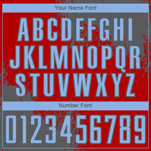 Load image into Gallery viewer, Custom Red Light Blue-Steel Gray Abstract Brush Stroke Sports Sublimation Soccer Uniform Jersey