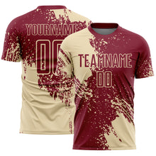 Загрузить изображение в средство просмотра галереи, Custom Crimson Cream Abstract Brush Stroke Sports Sublimation Soccer Uniform Jersey