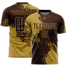 Load image into Gallery viewer, Custom Brown Old Gold Abstract Brush Stroke Sports Sublimation Soccer Uniform Jersey