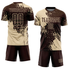 Laden Sie das Bild in den Galerie-Viewer, Custom Brown Cream Abstract Brush Stroke Sports Sublimation Soccer Uniform Jersey