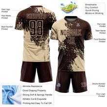 Laden Sie das Bild in den Galerie-Viewer, Custom Brown Cream Abstract Brush Stroke Sports Sublimation Soccer Uniform Jersey