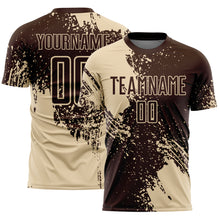 Laden Sie das Bild in den Galerie-Viewer, Custom Brown Cream Abstract Brush Stroke Sports Sublimation Soccer Uniform Jersey