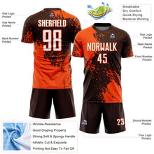 Загрузить изображение в средство просмотра галереи, Custom Brown White-Orange Abstract Brush Stroke Sports Sublimation Soccer Uniform Jersey
