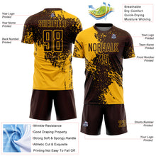 Laden Sie das Bild in den Galerie-Viewer, Custom Brown Gold Abstract Brush Stroke Sports Sublimation Soccer Uniform Jersey