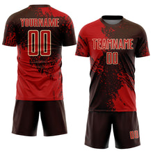 Load image into Gallery viewer, Custom Brown Red-Cream Abstract Brush Stroke Sports Sublimation Soccer Uniform Jersey