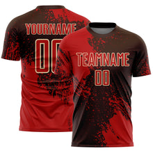 Load image into Gallery viewer, Custom Brown Red-Cream Abstract Brush Stroke Sports Sublimation Soccer Uniform Jersey