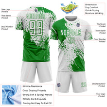 Загрузить изображение в средство просмотра галереи, Custom White Grass Green Abstract Brush Stroke Sports Sublimation Soccer Uniform Jersey
