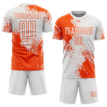 Загрузить изображение в средство просмотра галереи, Custom White Orange Abstract Brush Stroke Sports Sublimation Soccer Uniform Jersey