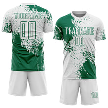Загрузить изображение в средство просмотра галереи, Custom White Kelly Green Abstract Brush Stroke Sports Sublimation Soccer Uniform Jersey