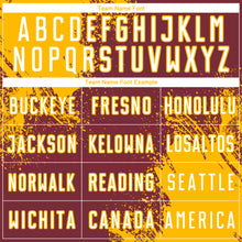 Загрузить изображение в средство просмотра галереи, Custom Burgundy White-Gold Abstract Brush Stroke Sports Sublimation Soccer Uniform Jersey