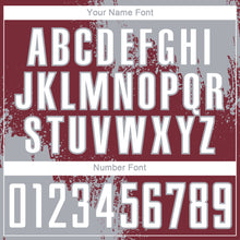 Загрузить изображение в средство просмотра галереи, Custom Burgundy White-Gray Abstract Brush Stroke Sports Sublimation Soccer Uniform Jersey