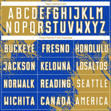 Загрузить изображение в средство просмотра галереи, Custom Thunder Blue White-Old Gold Abstract Brush Stroke Sports Sublimation Soccer Uniform Jersey