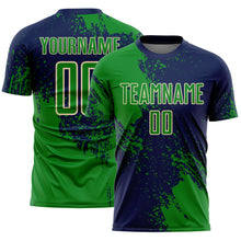 Загрузить изображение в средство просмотра галереи, Custom Navy Grass Green-Cream Abstract Brush Stroke Sports Sublimation Soccer Uniform Jersey