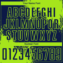 Charger l'image dans la galerie, Custom Navy Neon Green Abstract Brush Stroke Sports Sublimation Soccer Uniform Jersey