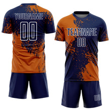 Загрузить изображение в средство просмотра галереи, Custom Navy Texas Orange-White Abstract Brush Stroke Sports Sublimation Soccer Uniform Jersey