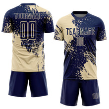 Загрузить изображение в средство просмотра галереи, Custom Navy Cream Abstract Brush Stroke Sports Sublimation Soccer Uniform Jersey