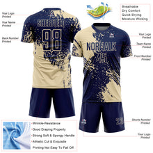 Загрузить изображение в средство просмотра галереи, Custom Navy Cream Abstract Brush Stroke Sports Sublimation Soccer Uniform Jersey